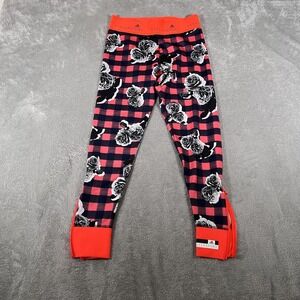 Adidas Stella McCartney StellaSport Leggings Womens Small Orange Plaid Floral